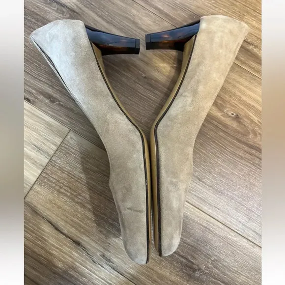Salvatore Ferragamo Camel Suede Ladies Shoes 7 1/2 2a Vigogna Brown Heel Vintage