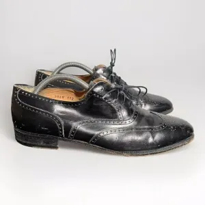 Salvatore Ferragamo Dress Shoes Mens Sz 9.5 Black Wingtip Leather Brogue Oxford