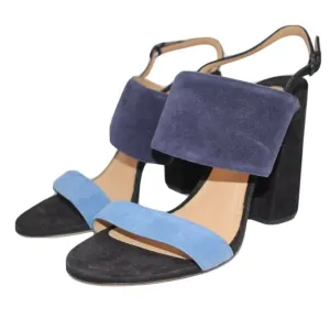 Salvatore Ferragamo 'Elba X5' Blue Stone Suede Sandal 10 B NIB $595 Shoes