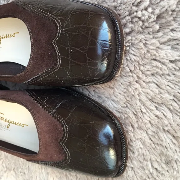 Salvatore Ferragamo leather square toe shoes