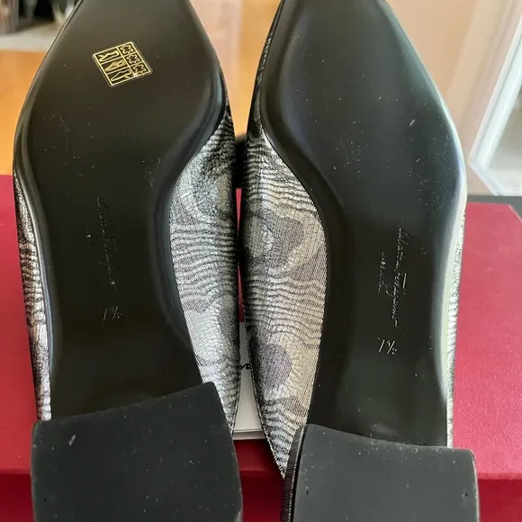 Salvatore Ferragamo Silver Loafers Slip-Ons