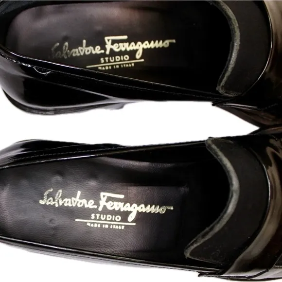 Salvatore Ferragamo tuxedo dress shoes 8. Patent leather. Suit or Tux.‌