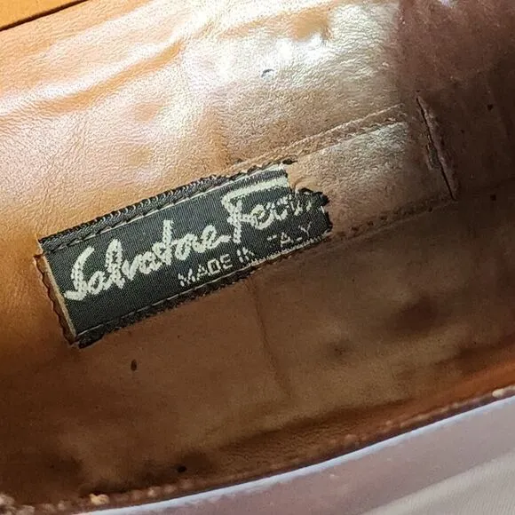 Salvatore Ferragamo Men's US 13D Brown Leather Single Monkstrap Dress Shoes