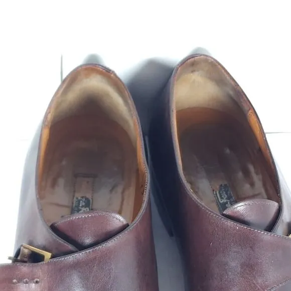 Salvatore Ferragamo Men's US 13D Brown Leather Single Monkstrap Dress Shoes
