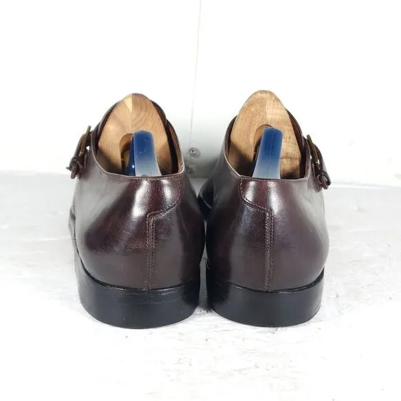 Salvatore Ferragamo Men's US 13D Brown Leather Single Monkstrap Dress Shoes