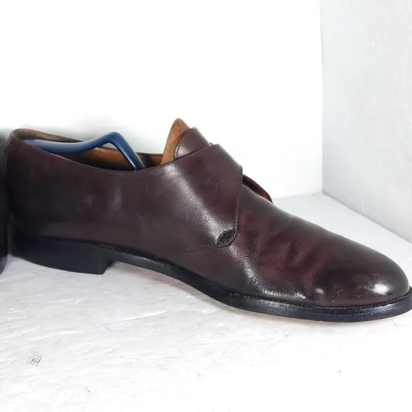 Salvatore Ferragamo Men's US 13D Brown Leather Single Monkstrap Dress Shoes