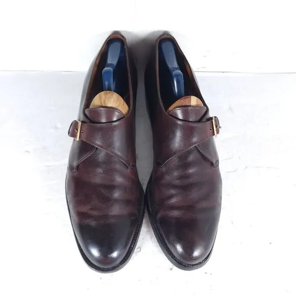 Salvatore Ferragamo Men's US 13D Brown Leather Single Monkstrap Dress Shoes