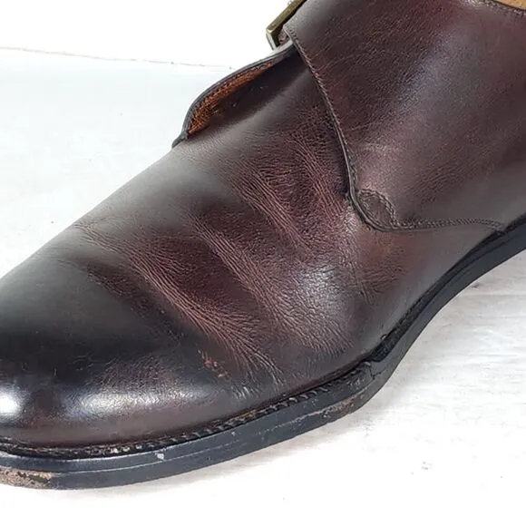 Salvatore Ferragamo Men's US 13D Brown Leather Single Monkstrap Dress Shoes
