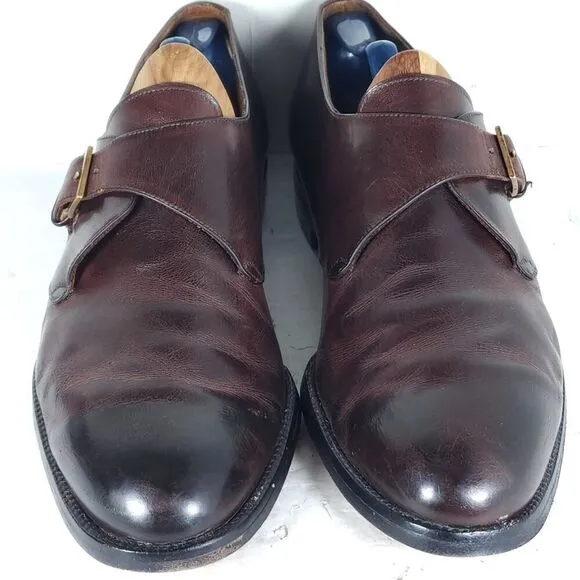 Salvatore Ferragamo Men's US 13D Brown Leather Single Monkstrap Dress Shoes