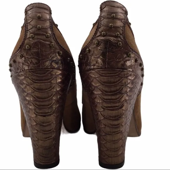 Sam Edelman Brown Suede and Snakeskin Leather studded Shoes