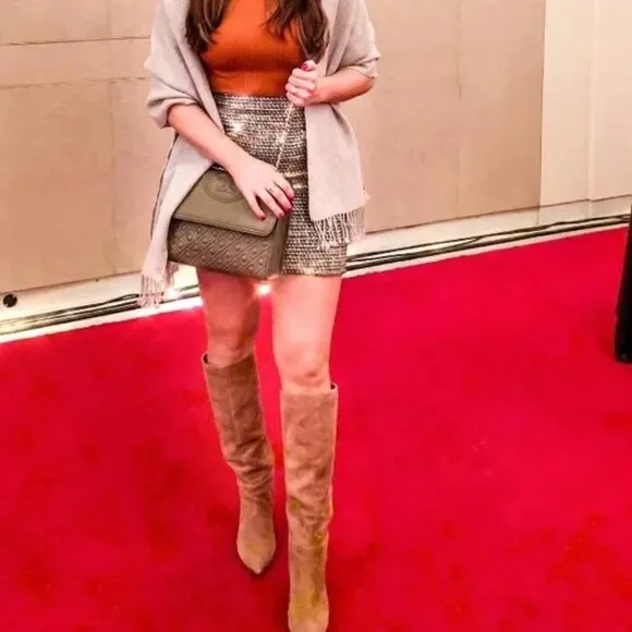 SAM EDELMAN Chestnut Hiltin Hai Suede Tall Knee-High Pull On Boots