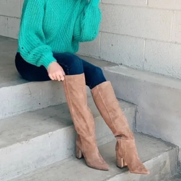 SAM EDELMAN Chestnut Hiltin Hai Suede Tall Knee-High Pull On Boots