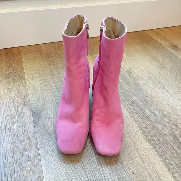 Sam Edelman Codie Suede Squared Toe Booties in Pink Confetti Suede size 8.5