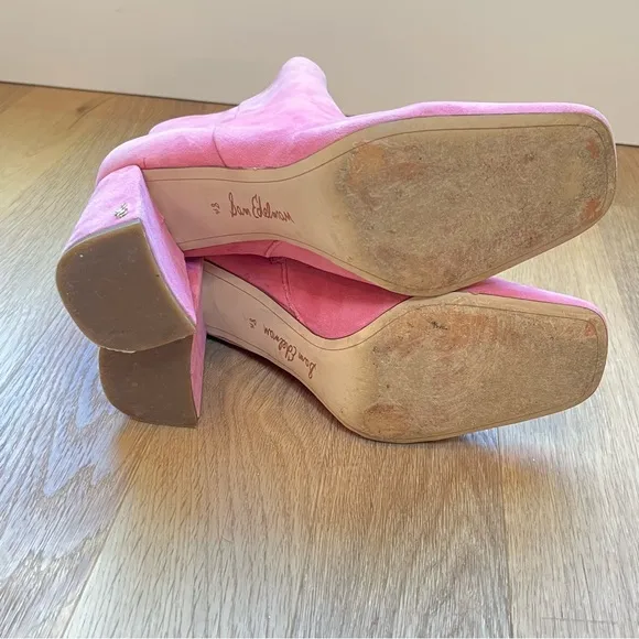 Sam Edelman Codie Suede Squared Toe Booties in Pink Confetti Suede size 8.5