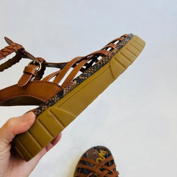 Sam Edelman Geana cross straps chunky soles sandals, Brown , Size 9.5