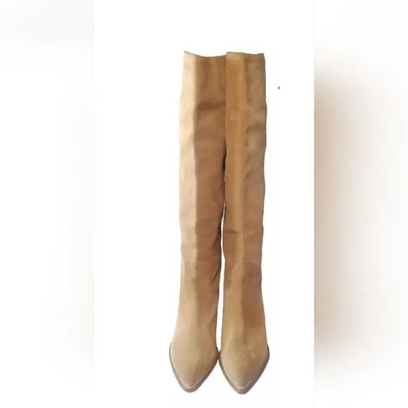 Sam Edelman Indigo Stacked Heel Suede Knee-High Boots 10 M Camel Tan MSRP $225