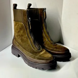 Sam Edelman Leone Alpine Green Front Zipper Round Toe Chelsea Ankle Boots Sz 7