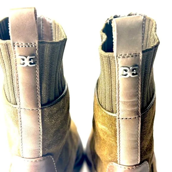Sam Edelman Leone Alpine Green Front Zipper Round Toe Chelsea Ankle Boots Sz 7