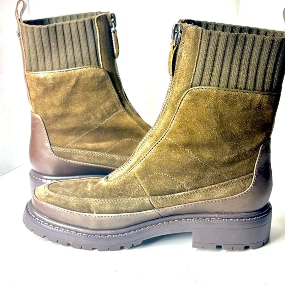 Sam Edelman Leone Alpine Green Front Zipper Round Toe Chelsea Ankle Boots Sz 7