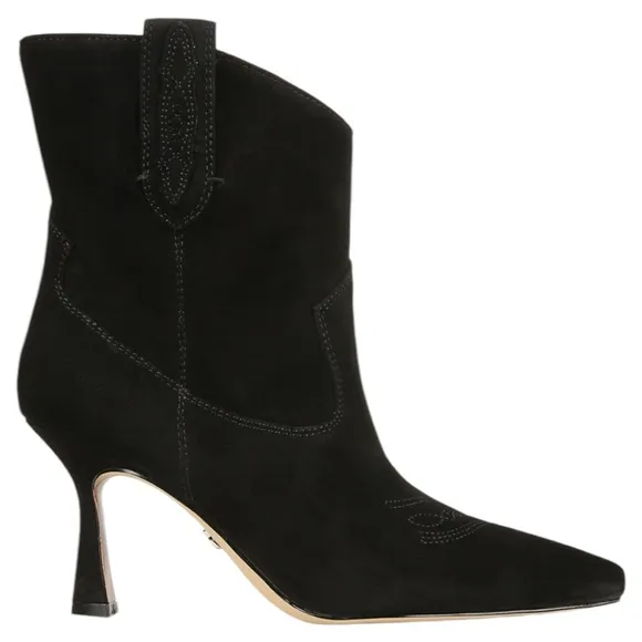 Sam Edelman Moe 10 Spoon Heel Elegant Black Suede Ankle Boots