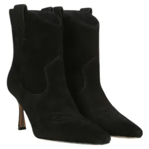 Sam Edelman Moe 10 Spoon Heel Elegant Black Suede Ankle Boots