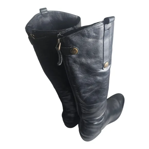 Sam Edelman Penny Riding Boots Tall Leather Zip Black Western 8.5 W