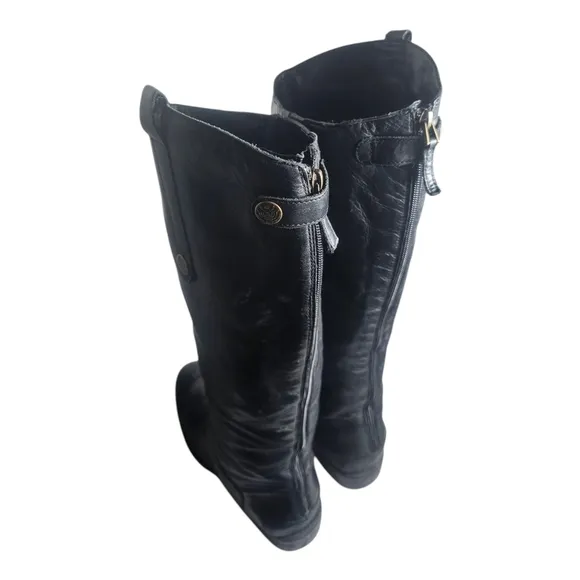 Sam Edelman Penny Riding Boots Tall Leather Zip Black Western 8.5 W