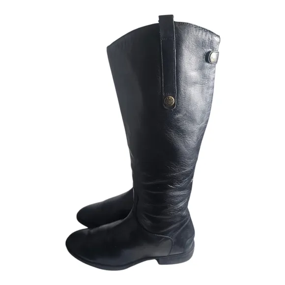 Sam Edelman Penny Riding Boots Tall Leather Zip Black Western 8.5 W