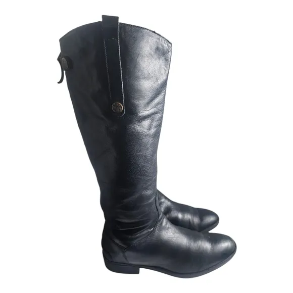 Sam Edelman Penny Riding Boots Tall Leather Zip Black Western 8.5 W