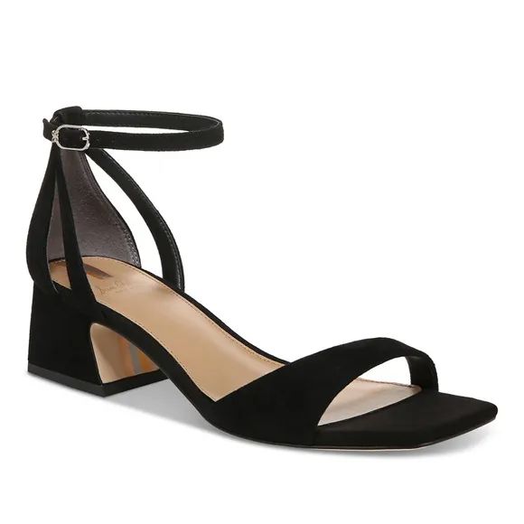 Sam Edelman Wilson Block Heel Sandals Ankle Strap Suede Leather Black Size 9.5