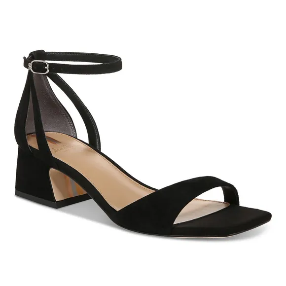 Sam Edelman Wilson Block Heel Sandals Ankle Strap Suede Leather Black Size 9.5