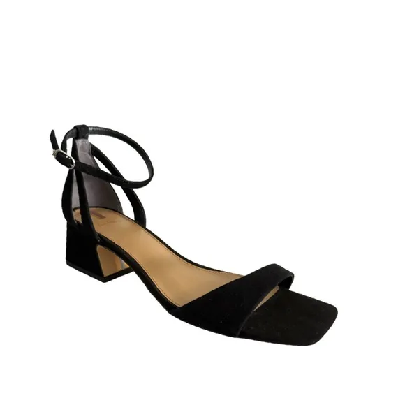 Sam Edelman Wilson Block Heel Sandals Ankle Strap Suede Leather Black Size 9.5