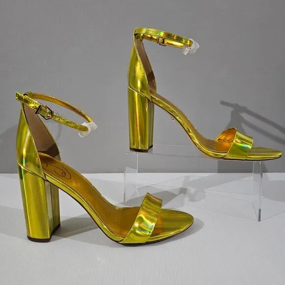 Sam Edelman Yaro Block Heel Sandal Metallic Mimosa Gold Size 11