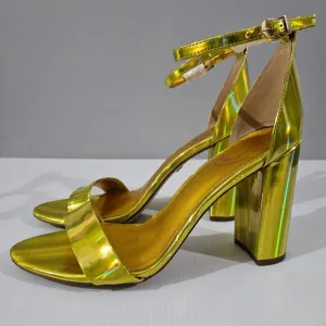 Sam Edelman Yaro Block Heel Sandal Metallic Mimosa Gold Size 11