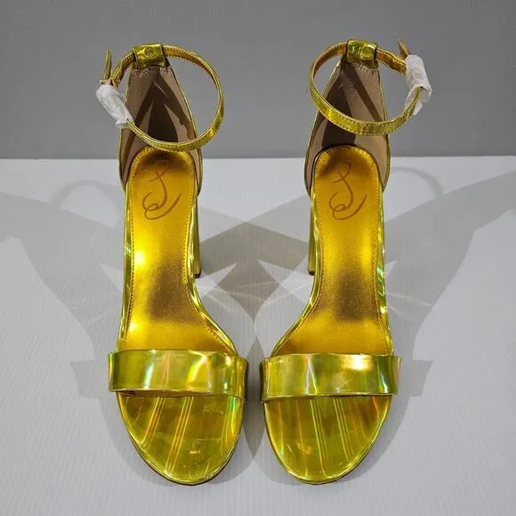 Sam Edelman Yaro Block Heel Sandal Metallic Mimosa Gold Size 11