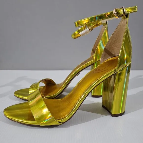 Sam Edelman Yaro Block Heel Sandal Metallic Mimosa Gold Size 11