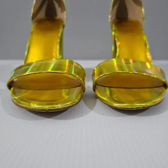 Sam Edelman Yaro Block Heel Sandal Metallic Mimosa Gold Size 11