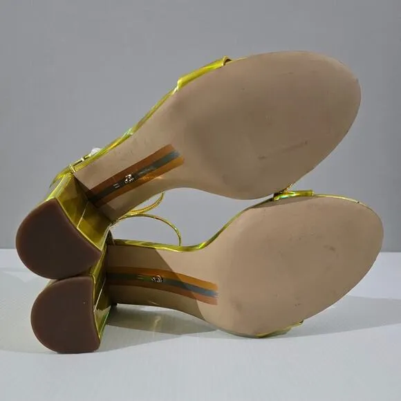 Sam Edelman Yaro Block Heel Sandal Metallic Mimosa Gold Size 11