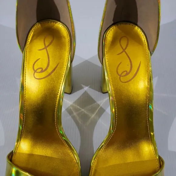 Sam Edelman Yaro Block Heel Sandal Metallic Mimosa Gold Size 11
