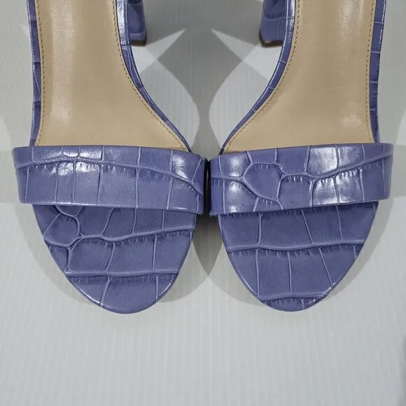 Sam Edelman Yaro Block Heel Sandal Purple Croc Embossed Leather Size 8.5