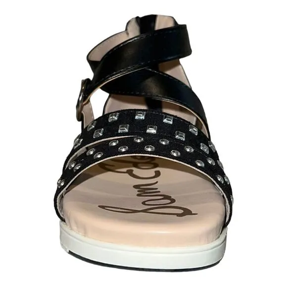 Sam Edelman Little Girls Audrea Cassie Sandals Black Faux Leather 4M New