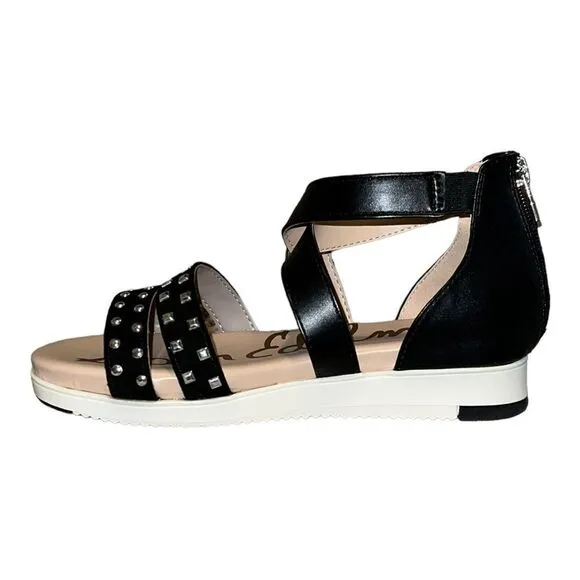 Sam Edelman Little Girls Audrea Cassie Sandals Black Faux Leather 4M New