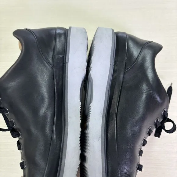 Samuel Hubbard Flight Sneaker Shoes Sz 8.5‎ Low-Top Black Leather Lace Up