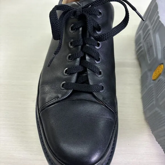 Samuel Hubbard Flight Sneaker Shoes Sz 8.5‎ Low-Top Black Leather Lace Up