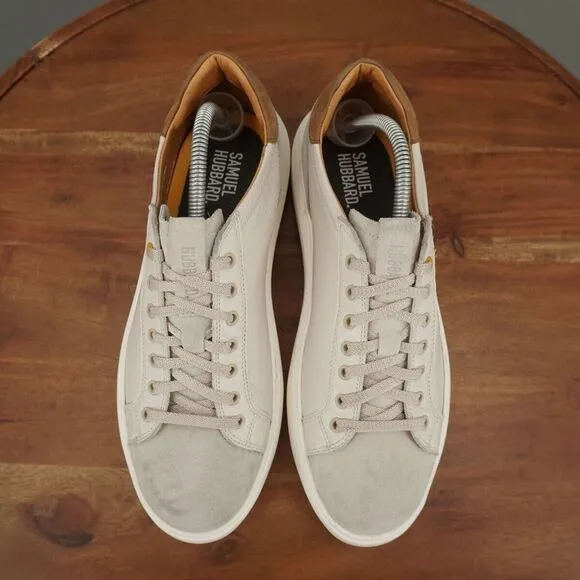 Samuel Hubbard Womens Sunset Sneakers Shoes Light Gray Leather Suede Size 10