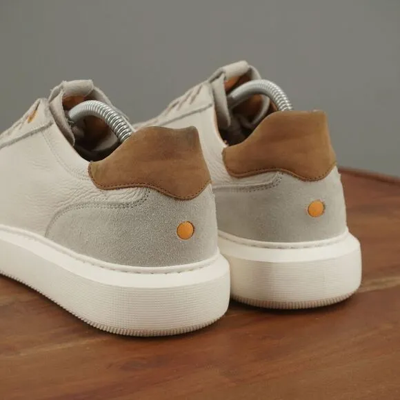 Samuel Hubbard Womens Sunset Sneakers Shoes Light Gray Leather Suede Size 10