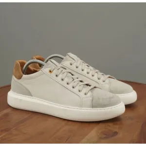 Samuel Hubbard Womens Sunset Sneakers Shoes Light Gray Leather Suede Size 10