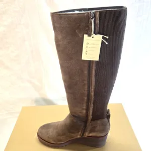 Sanctuary Women's Effect Wedge Knee High Boots Size 11 Brown Suede Zip Up New