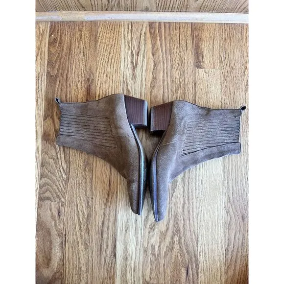Sandro Leather Suede ankle boots Brown with elastic Size 36 Round Toe Block Heel