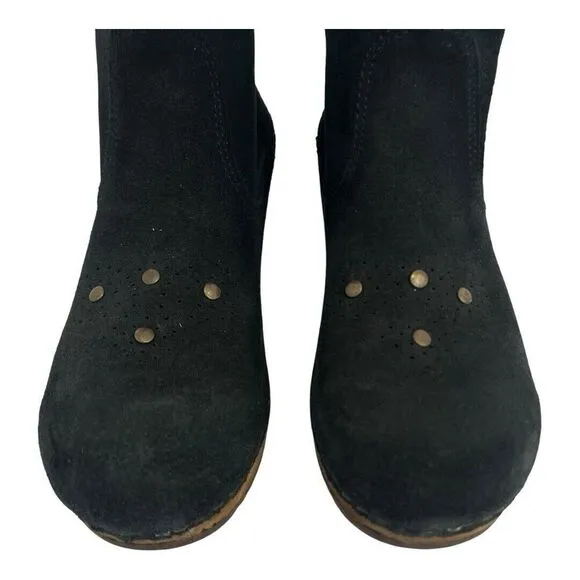 Sanita Women's Size 40 US 9 Black Suede Western Boots With Studded Accents